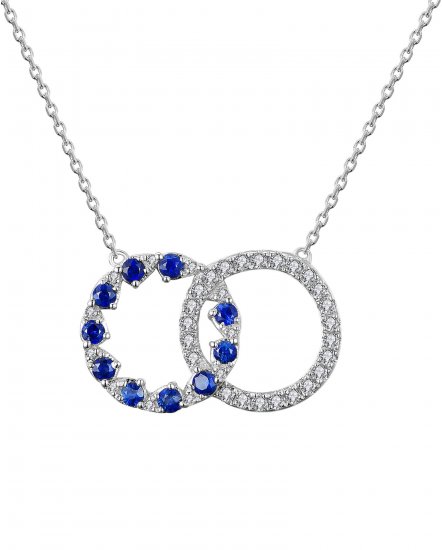 ROUND INTER LINKED STYLE COLORED STONE DIAMOND NECKLACE (TN384)